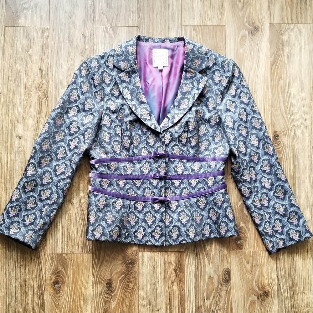 Nanette Lepore Patterned Blazer with Purple Accents